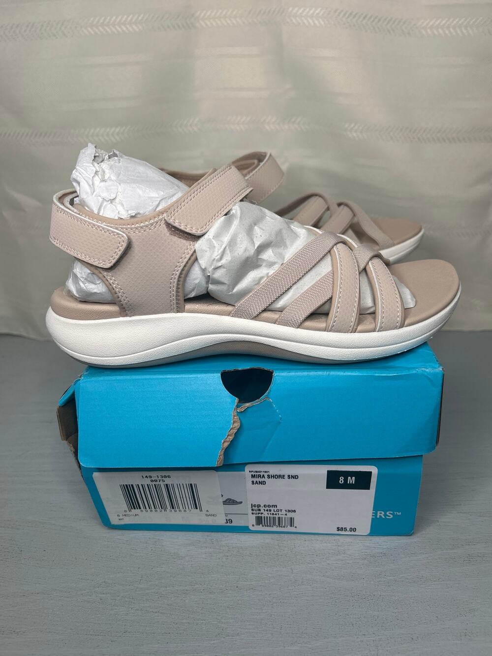 Clarks Cloudsteppers Mira Shore Strappy Sport Sandals Sand Womens Size 8